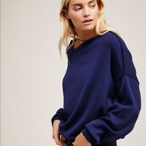 free people navy crew neck sweater $45